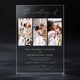 Invitación de Boda Minimalista Verde Sage con 3 Fo