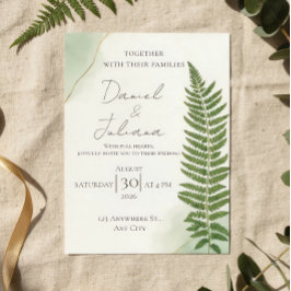 Invitación de boda minimalista verde salvia | Fern