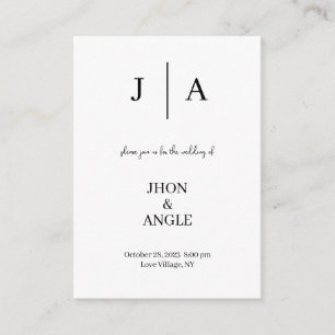 Invitación de boda minimalista y chic en blanco y