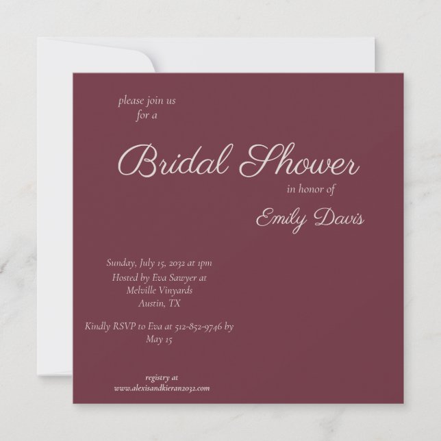 Invitación de boda Minimalst Script Purple Plum Br (Anverso)