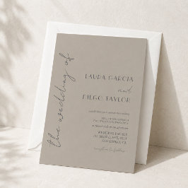 Invitación de boda moderna beige gris