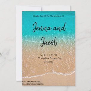 Invitación de boda moderna Blue Water Beach