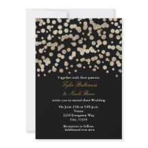 Invitación de boda moderna con brillo negro y dora