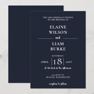 Invitación de boda moderna con caligrafía simple a
