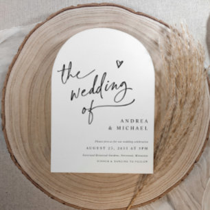 Invitación de boda moderna con código QR en forma