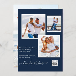 Invitación de boda moderna con código QR para RSVP