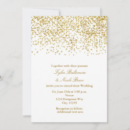 Invitación de boda moderna con confeti de puntos d