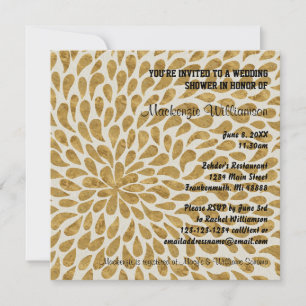Invitación de boda moderna con crisantemo dorado -
