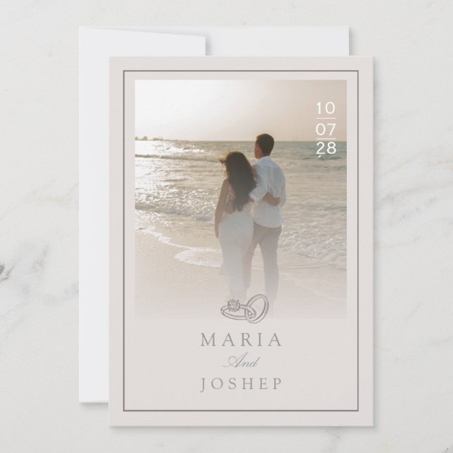 Invitación de Boda Moderna con Fecha en Negrita al (Anverso)