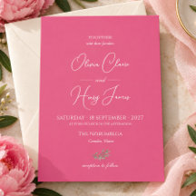 Invitación de boda moderna con guión de marfil ros