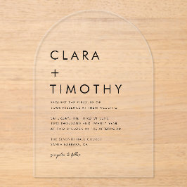 Invitación de boda moderna con letra clásica minim