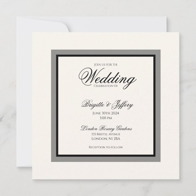 Invitación de boda moderna con letra simple (Anverso)