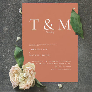 Invitación de boda moderna con monograma de lavand