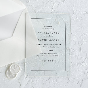 Invitación de boda moderna de acrílico transparent