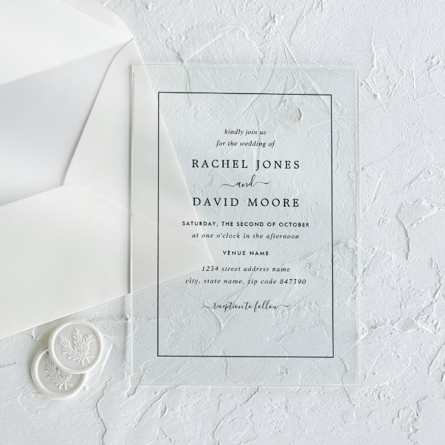 Invitación de boda moderna de acrílico transparent (Subido por el creador)