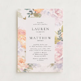 Invitación de boda moderna de acuarela floral marf