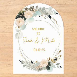 Invitación de boda moderna de arco de acrílico ele