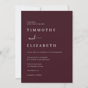 Invitación de boda moderna de Borgoña