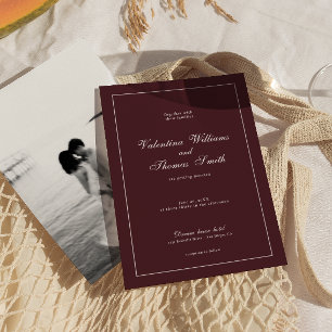 Invitación de boda moderna de Burdeos