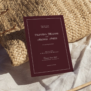 Invitación de boda moderna de Burdeos
