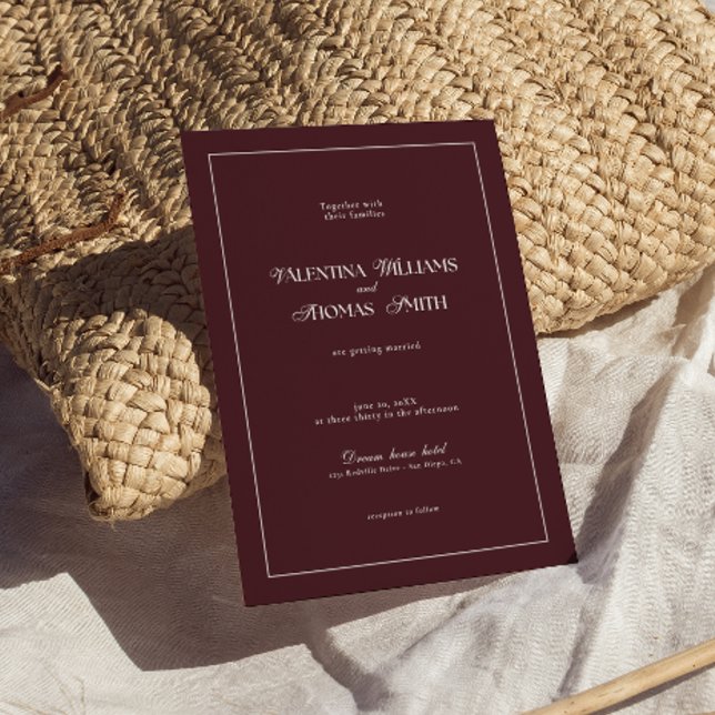 Invitación de boda moderna de Burdeos (Subido por el creador)