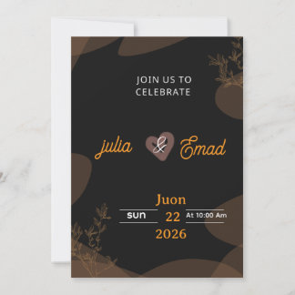 Invitación de boda moderna de color navy oscuro y 