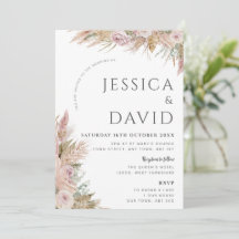Invitación de boda moderna de hierba de Pampas Boh