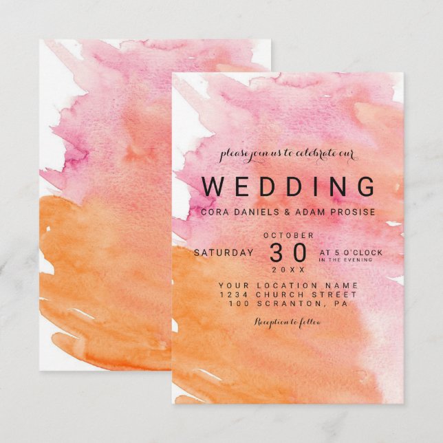 Invitación de boda moderna de los corazones de la (Anverso / Reverso)