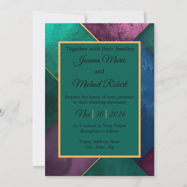 Invitación de boda moderna de lujo (Anverso)