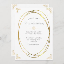 Invitación de boda moderna de oro elegante
