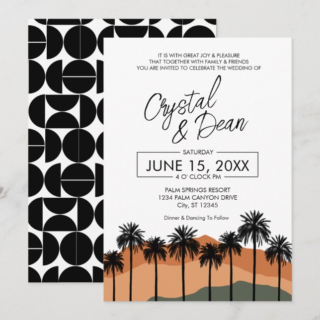Invitación de boda moderna de palma (neutro) (Anverso / Reverso)