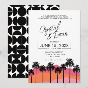 Invitación de boda moderna de palma (rosa)