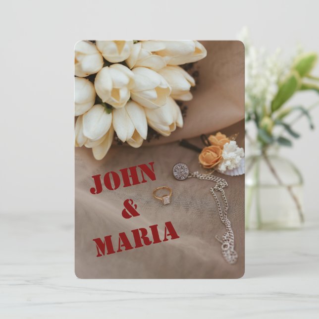 Invitación de Boda Moderna | Diseño Editable (Anverso de pie)