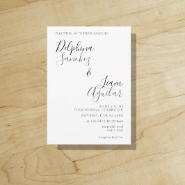 Invitación de boda moderna económica en negro y gr