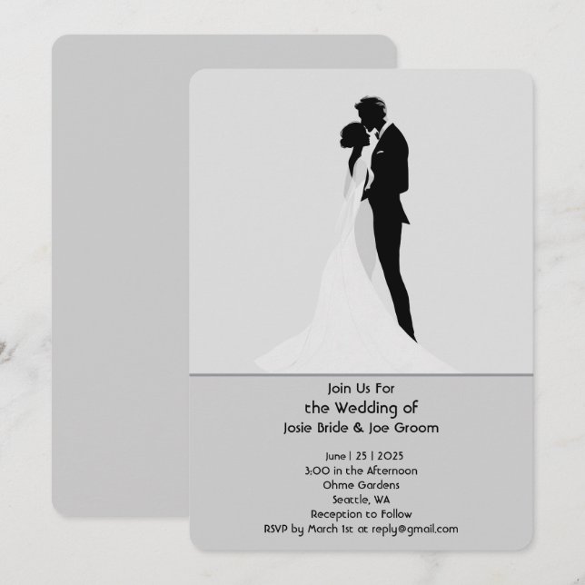 Invitación de boda moderna elegante (Anverso / Reverso)