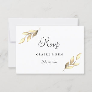 Invitación de boda moderna elegante con hoja de or