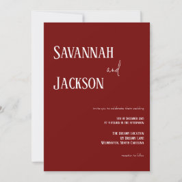 Invitación de boda moderna elegante roja arándano