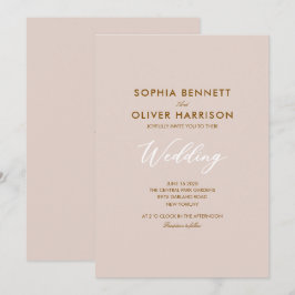 invitación de boda moderna elegante rosa suave