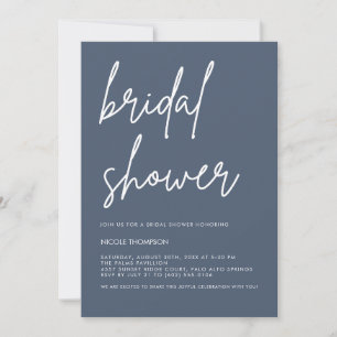 Invitación de boda moderna en azul pizarra chic