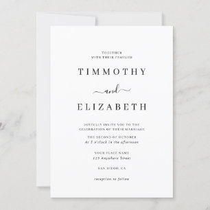 Invitación de boda moderna en blanco y negro