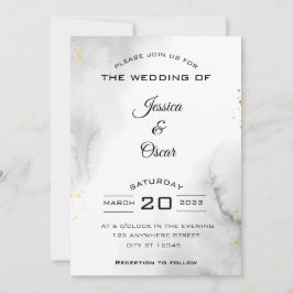 Invitación de boda moderna en blanco y negro