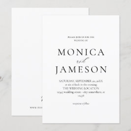 Invitación de boda moderna en blanco y negro 2v