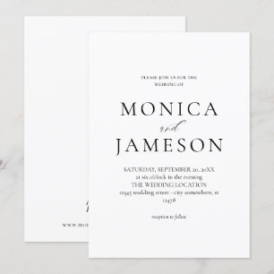 Invitación de boda moderna en blanco y negro 2v