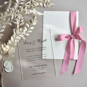 Invitación de boda moderna en blanco y negro con l