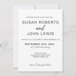 Invitación de boda moderna en negro y blanco 