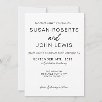 Invitación de boda moderna en negro y blanco