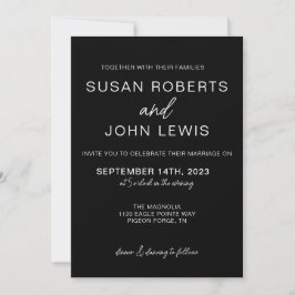 Invitación de boda moderna en negro y blanco