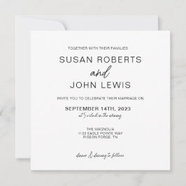 Invitación de boda moderna en negro y blanco