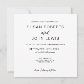 Invitación de boda moderna en negro y blanco
