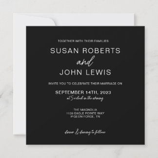Invitación de boda moderna en negro y blanco